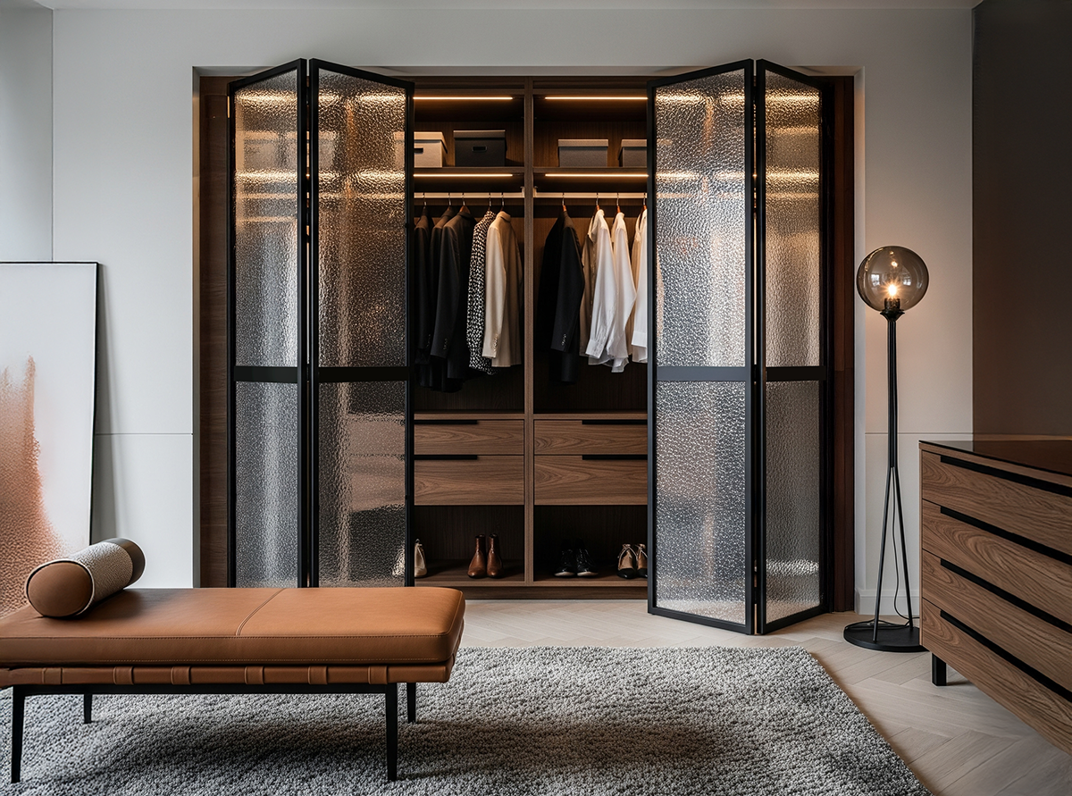 folding pebbled doors